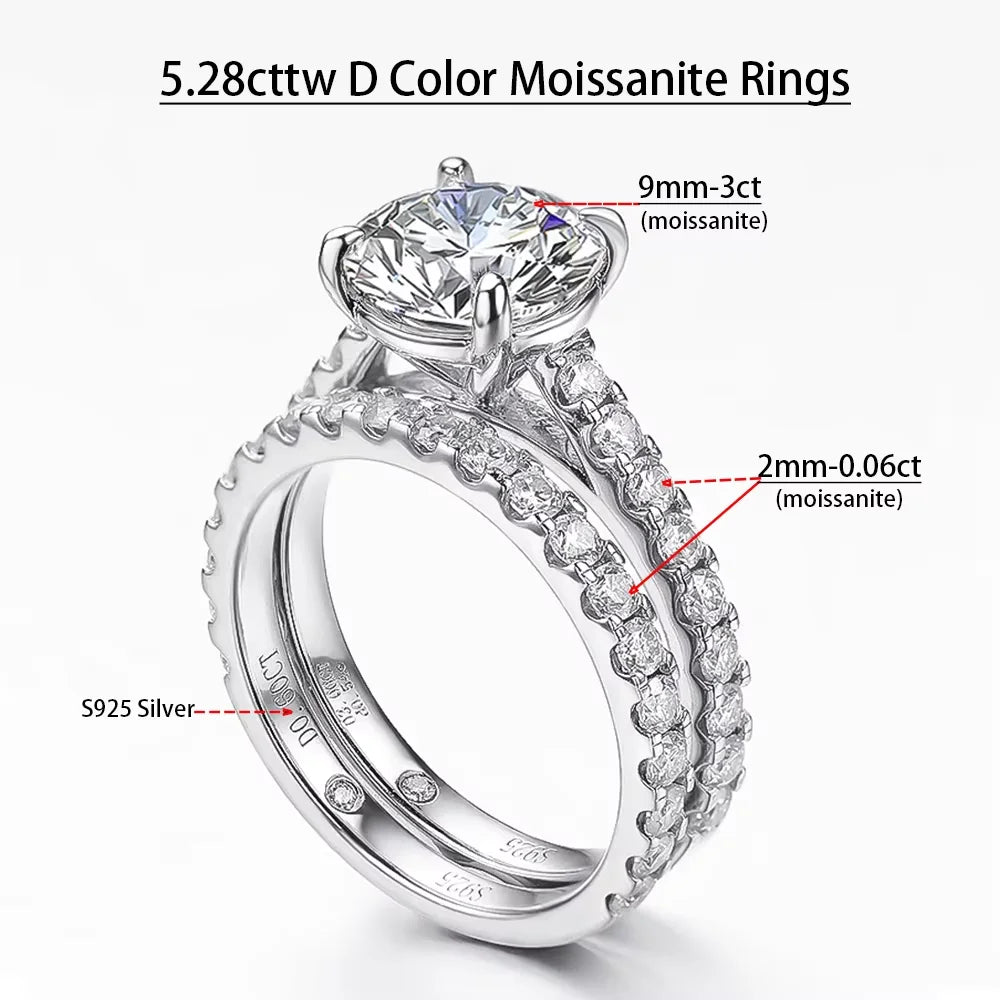 Serenity 6.8cttw Moissanite Ring Set