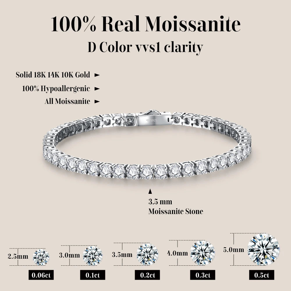 ATTAGEMS Moissanite Tennis Bracelet