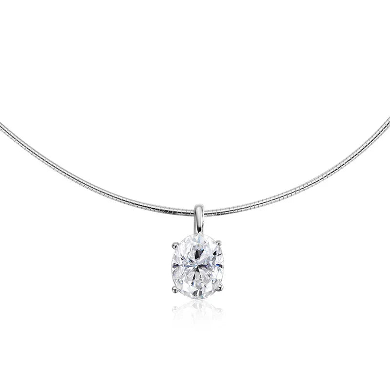 Smyoue Oval Moissanite Pendant Necklace