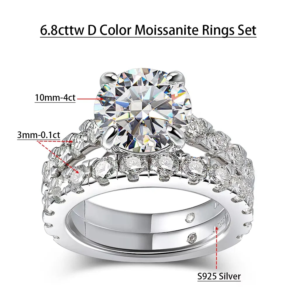 Serenity 6.8cttw Moissanite Ring Set