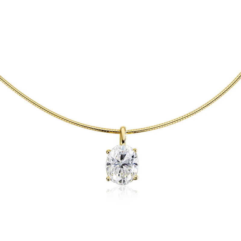 Smyoue Oval Moissanite Pendant Necklace