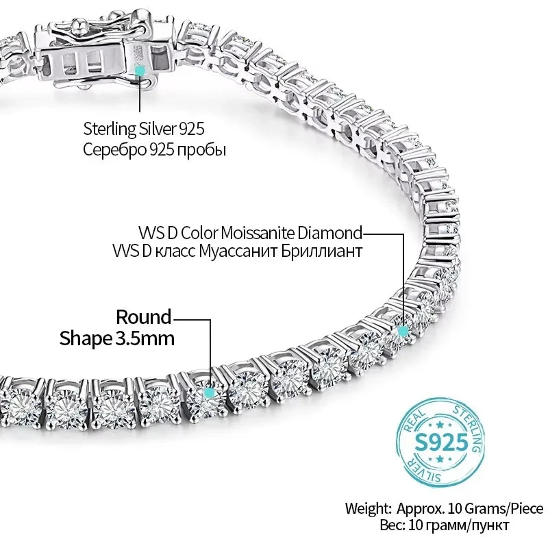 ATTAGEMS Moissanite Tennis Bracelet
