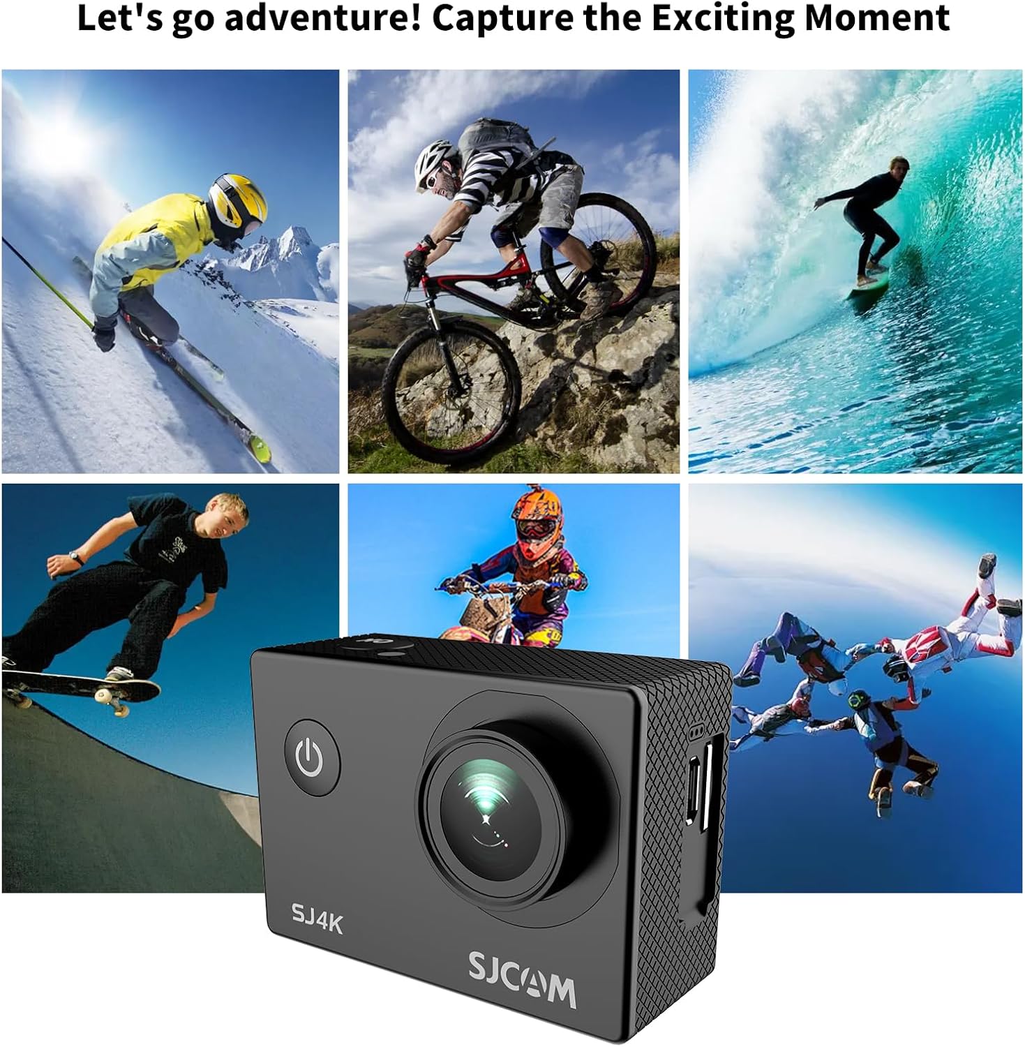 SJCAM SJ4000 Pro-Grade 4K Action Camera, 40MP 3-Axis EIS Stabilization Motorcycle Sport Camera, 170°FOV Waterproof Camera Underwater, 5X Zoom, Dual Batteries, 32G SD Card and Helmet Accessory Kit - Image 8