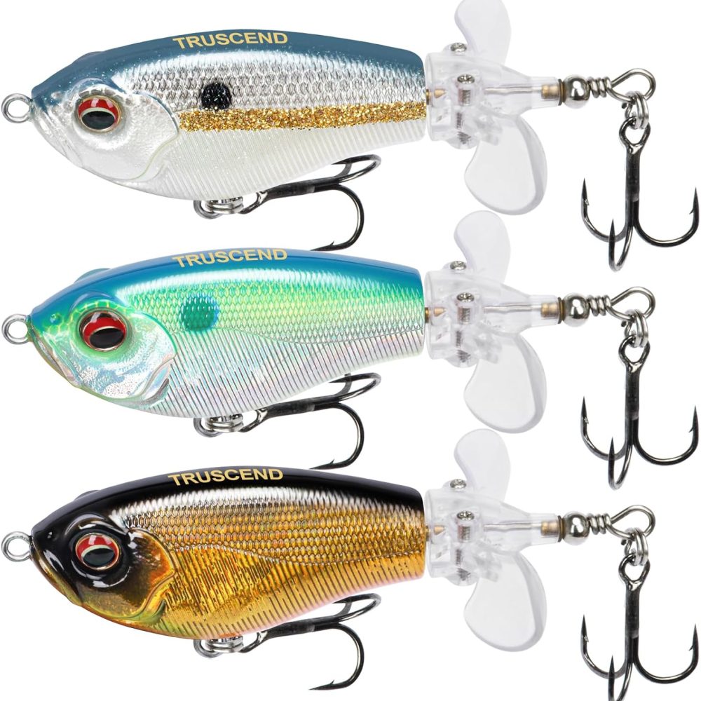 TRUSCEND PoPobait Plopper with BKK Hooks, Top Water Fishing Lures for Bass Walleye Pike Catfish Musky Perch, Floating Lure for Freshwater or Saltwater, Amazing Teasers Fishing Gifts for Family Fishing